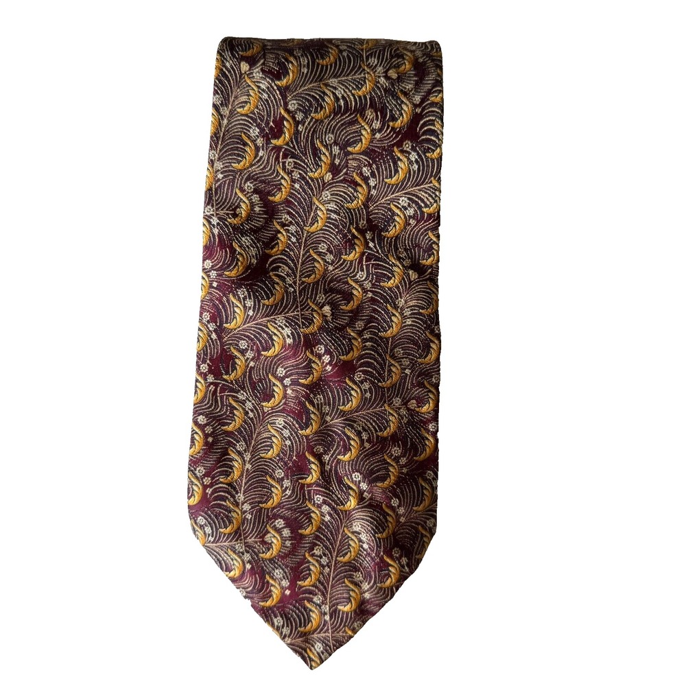 Robert Talbott Seven Fold tie Burgundy hand sewn silk Limited‎ Edition Red Gold